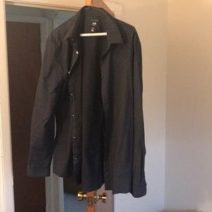 H&M Polka Dot Navy Blue Button Down Shirt